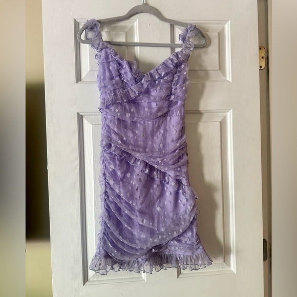 Hello Molly Flirty Friend Mini Dress Lilac, polka dot, party dress, size 8 - Picture 3 of 8